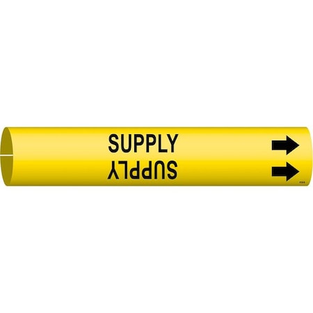 Brady Pipe Marker, Supply, Yel, 1-1/2 to 2-3/8 In 4138-B