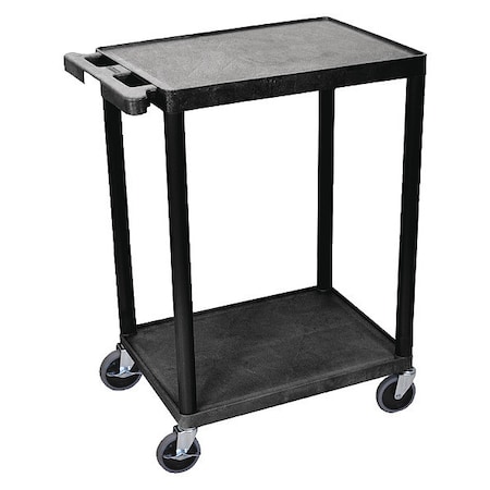 ZORO SELECT Utility Cart with Lipped Plastic Shelves, Flat, 2 Shelves, 300 lb STC22-B