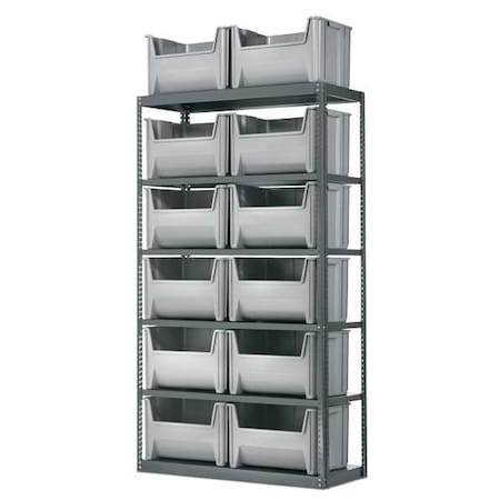 Akro-Mils Steel Bin Shelving, 42 in W x 79 in H x 18 in D, 6 Shelves, Gray/Blue AS187913017