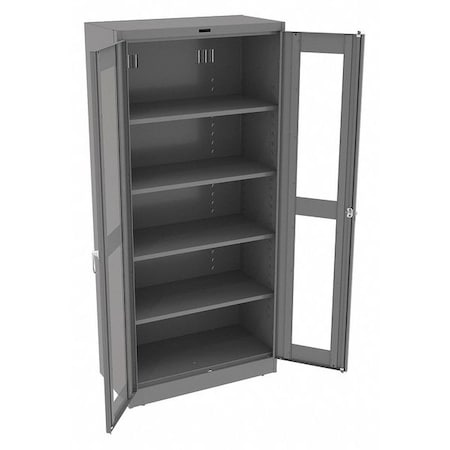 Tennsco Shelving Storage Cabinet, 78 in H, 36 in W, 24 in D, Swing, Keyed, Medium Gray, 4 Shelves, 0 Drawers CVD7824 MED GREY