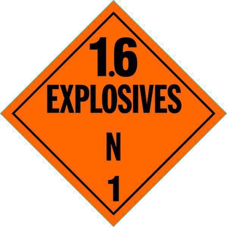 Stranco DOT Container Placard, Explosives, Self-Adhesive Vinyl, 10-4/5" W x 10-4/5" H, 10 PK DOTP-0103-V10