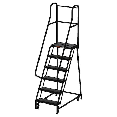 Ega 7.5 ft H Steel Rolling Ladder, 6 Steps, 450 lb Load Capacity CA-F009-BL
