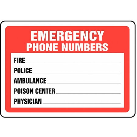 Accuform Emergency Information Sign, 7" x 10", Alum, 7" Height, 10" Width, Aluminum, Rectangle MFSD401VA