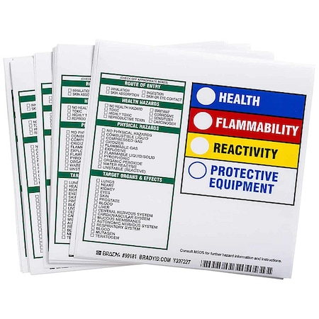 Brady Label, HMIG Reactivity, Paper, 6 in W, 6 in H 99181