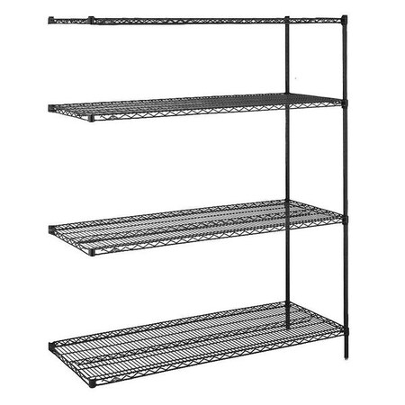 Metro Wire Shelving, 24"D x 60"W x 62-9/16"H, 4 Shelves, Black 4/2460NBL2/63PBL8/99