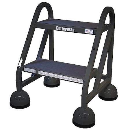 Cotterman Rolling Step, 2 Steps, 22 in Overall Height, Steel, Black ST-200 A2 C7 P5