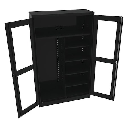 Tennsco Combo Wardrobe Storage Cabinet, 78 in H, 48 in W, 18 in D, Swing, Keyed, Black, 5 Shelves, 0 Drawers CVDJ1878SUC BLACK