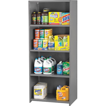 Tennsco Metal Shelving Unit, 24"D x 48"W x 87"H, 5 Shelves, Carbon Steel QC5-4824S