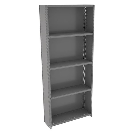 Tennsco Metal Shelving Unit, 12"D x 36"W x 87"H, 5 Shelves, Carbon Steel QC5-3612S