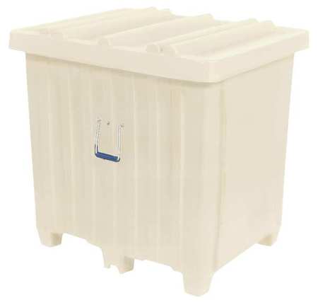 MYTON INDUSTRIES White Ribbed Wall Container, Plastic, 42 in L, 34 in W, 42 in H, 23 cu ft Volume Capacity MTH-3WHITE