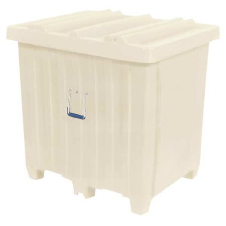 Myton Industries Ribbed Wall Container 23 cu ft Volume Cap., 42 in L, 34 in W, 42 in H, Plastic, White MTH-3WHITE
