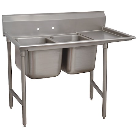 Advance Tabco Scullery Sink 24 in x 24 in, 2, 2, Floor Mount, 18 ga. 304 Stainless Steel 9-42-48-24R