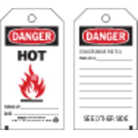 Brady Danger Tag, 5-3/4 x 3 In, Hot, 3/8 In, PK10 86530
