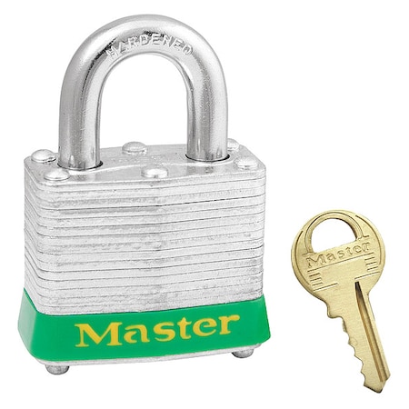 Master Lock Lockout Padlock, Keyed Different, Steel, Green, 3/4 in Shackle Height, 1 9/16 in Body Width 3GRN