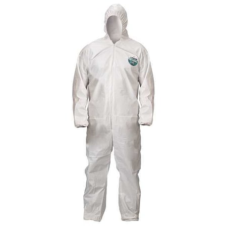 LAKELAND Hooded Disposable Coveralls, 2XL, 50 PK, White, Microporous Film Laminate, Zipper CTL428V-2X