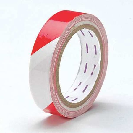 Zoro Select Floor Marking Tape, vinyl, No Legend, Red, White, 1 in W., 5 mil Thickness 9NM08