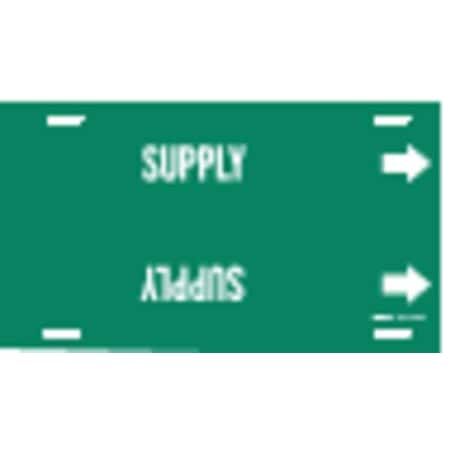 Brady Pipe Marker, Supply, Green, 6 to 7-7/8 In 4139-F