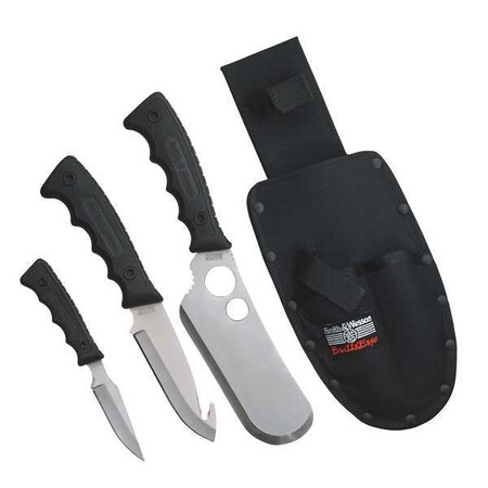 Smith & Wesson Knife Set, Cleaver, Gut Hook, Caping, 3 Pc SWCAMP