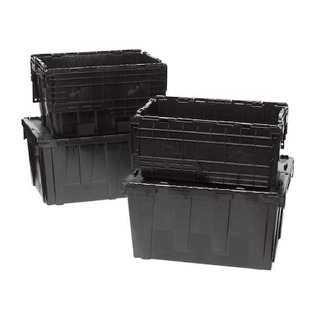 Orbis Attached Lid Container, 9.72 gal Volume Cap., 21 7/8 in L, 15 1/4 in W, 9 1/4 in H, Black FP143 Black Recycled