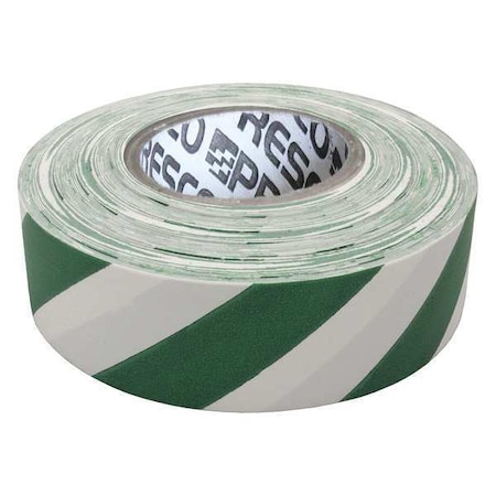 Zoro Select Flagging Tape, No Legend, Green/White, 1 3/16 in Wide x 300 ft Length, Vinyl, 2 mil SWG-200