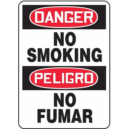 Accuform No Smoking Sign, 14 in H, 10" W, Vinyl, Rectangle, English, Spanish, SBMSMK133VS SBMSMK133VS