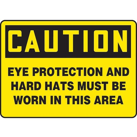 Accuform Caution Sign, 10X14", BK/Yel, Plstc, Eng, MPPA659VP MPPA659VP
