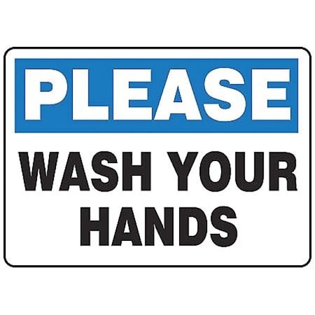 Accuform Please Wash Your Hands, Plastic, 10" x 14", With Mounting Holes MRST904VP