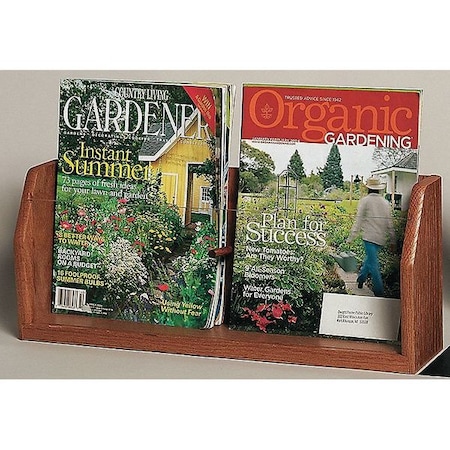 Zoro Select Magazine Counter Rack, 7.5" H, Medium Oak MT2-MO