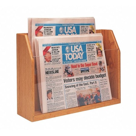 Zoro Select Newspaper Counter Rack, 12.5"H, Medium Oak PT1-MO