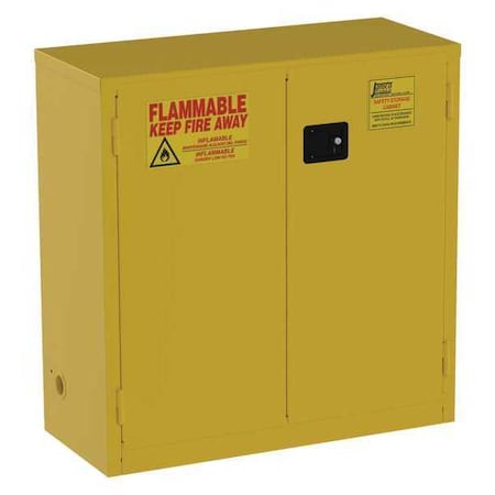 Jamco Hazardous Material Storage Cabinet, 30 gal, 1 Shelves, Steel, 43 in W x 44 in H x 18 in D, Yellow BM30YP