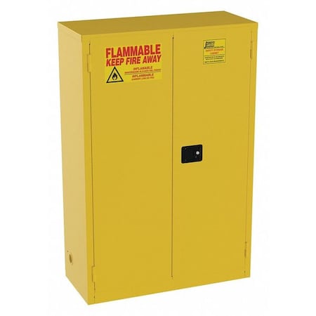 Jamco Hazardous Material Storage Cabinet, 45 gal, 2 Shelves, Steel, 43 in W x 65 in H x 18 in D, Yellow BM45YP