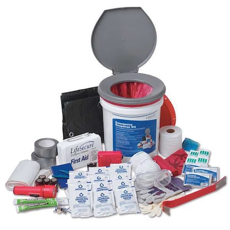 Lifesecure Emergency Kit, Plastic Bucket Pouch, 255 Components, 25 People Served 31001