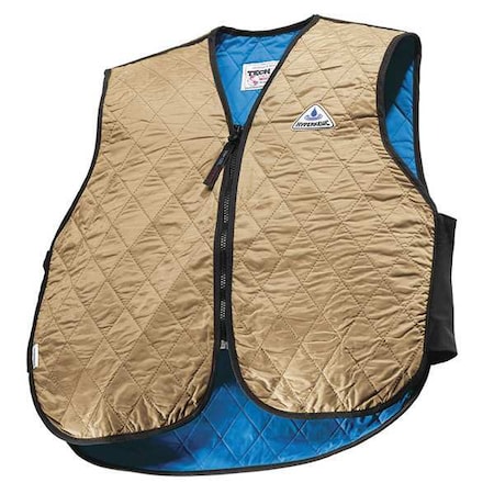 Techniche Evaporative Cooling Vest, Nylon, Evaporative, 5 to 10 hr Max Cooling Time, Zipper Closure, Tan 6529-KHAKIL