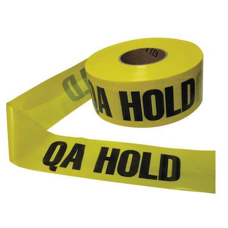 Zoro Select Barricade Tape, QA Hold, Yellow, 3 in Wide x 1,000 ft Length, Polyethylene, 4 mil 28074   3 X 1000'L