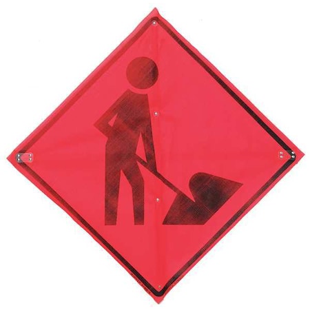 Eastern Metal Signs And Safety Workers Ahead Traffic Sign, 36 in W, 36 in H, Polyester, PVC, Orange C/36-EMO-3FH-HD MEN WORK SYM