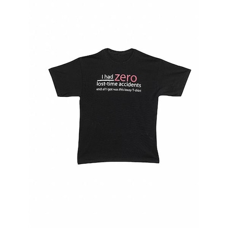 Lab Safety Supply Men's T-Shirt, Cotton, Pullover, Black, L 6FWF9