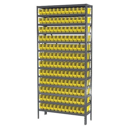 Akro-Mils Steel Bin Shelving, 12 in D x 79 in H x 36 in W, 13 Shelves, Yellow AS1279110Y