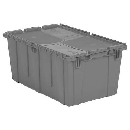 Orbis Attached Lid Container, 17.2 gal Volume Cap., 26 7/8 in L, 16 7/8 in W, 12 1/8 in H, Plastic, Gray FP243 Grey
