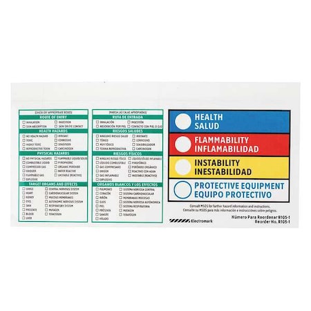 Zoro Select HMIG Reactivity Label 4"H x 8"W, Multicolor, Pk25 Y608322