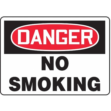 Accuform Danger No Smoking Sign, 10" H, 14 in W, Vinyl, Rectangle, English, MSMK133VS MSMK133VS
