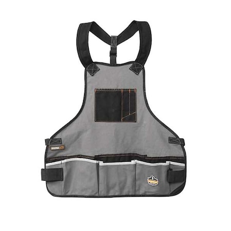 Ergodyne Tool Apron, Tool Apron, Gray, Cotton, 16 Pockets 13690