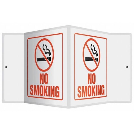 Accuform No Smoking Sign, 6 in Height, 8 1/2 in Width, Plastic, V-Shaped, English PSP380