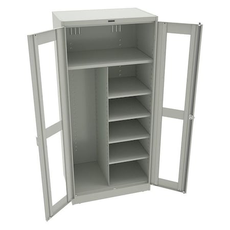 Tennsco Combo Wardrobe Storage Cabinet, 78 in H, 36 in W, Swing, Keyed, Light Gray, 5 Shelves, 0 Drawers CVD7820 LIGHT GREY