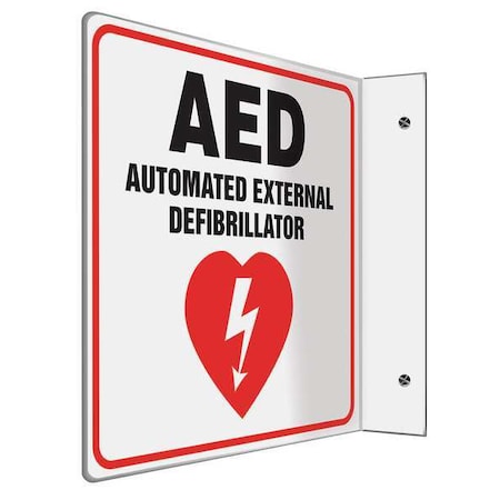 Accuform Aed Automated External Defibrillator, 8" W x 8" H, L-Shaped, Plastic, PSP721 PSP721