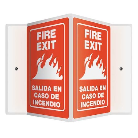 Accuform Spanish-Bilingual V-Shape Projection Sign, 12" Height, 14" Width, Plastic, English, Spanish SBPSP385