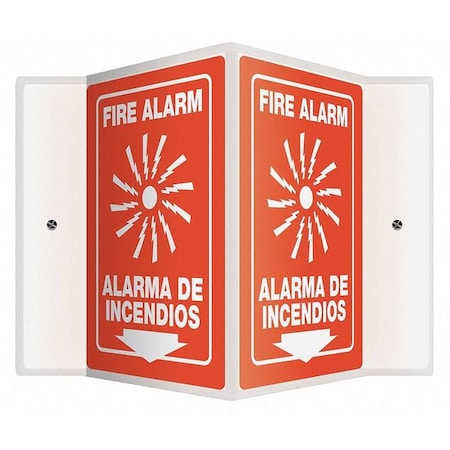 Accuform Fire Alarm Sign, 12X9", WHT/R, PLSTC, Width: 14" SBPSP383
