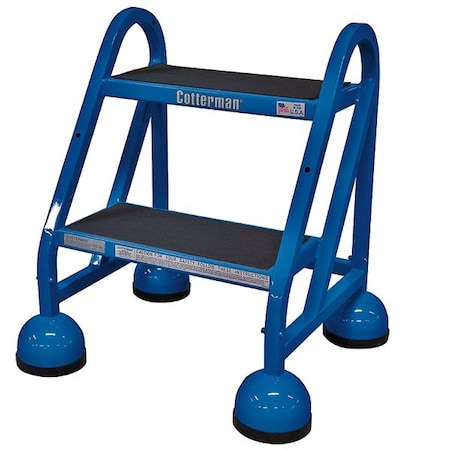 Cotterman Rolling Step, 2 Steps, 22 in Overall Height, Steel, Blue ST-200 A2 C21 P5