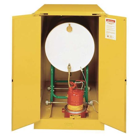 Justrite Hazardous Material Storage Cabinet, 55 gal, 0 Shelves, Steel, 30 in W x 50 in H x 48 in D, Yellow 899320