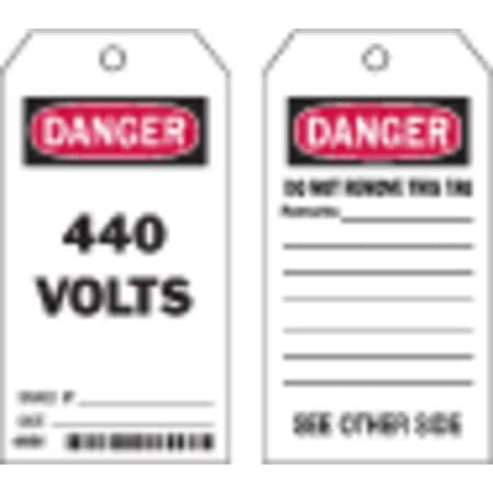 Brady Danger Tag, Electrical Hazard, Polyester, 5 3/4 in H x 3 in W, Black, Red, White, Rectangle, 10 PK 86421