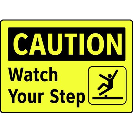 Electromark Caution Sign, 7 in Height, 10 in Width, Vinyl, English S129FF